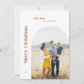 Boho Minimalistische  Foto Kerstfamilie Feestdagenkaart (Voorkant)