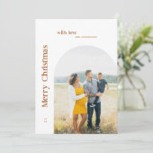 Boho Minimalistische Foto Kerstfamilie Feestdagenkaart (Staand voorkant)
