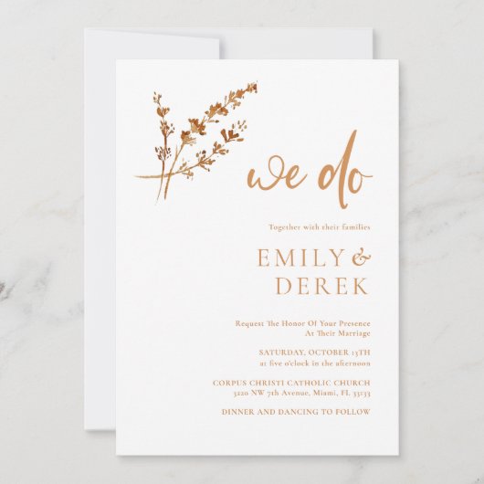 Boho minimalistische foto Sinaasappel bloemenbruil Kaart (Voorkant)