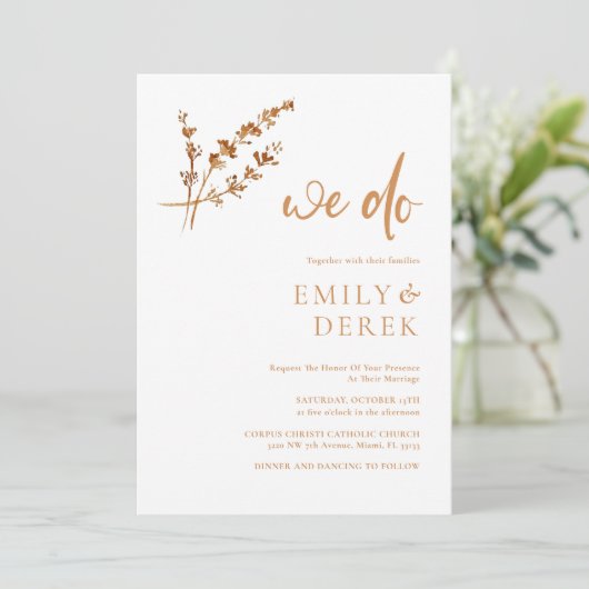 Boho minimalistische foto Sinaasappel bloemenbruil Kaart (Staand voorkant)