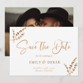 Boho minimalistische foto verbrand Sinaasappel blo Kaart