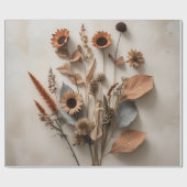 Boho Minimalistische Gedroogde Bloemen Kunstdruk Cadeaupapier (Vlak)