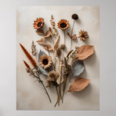 Boho Minimalistische Gedroogde Bloemen Kunstdruk Poster (Voorkant)