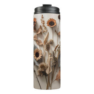 Boho Minimalistische Gedroogde Bloemen Kunstdruk Thermosbeker