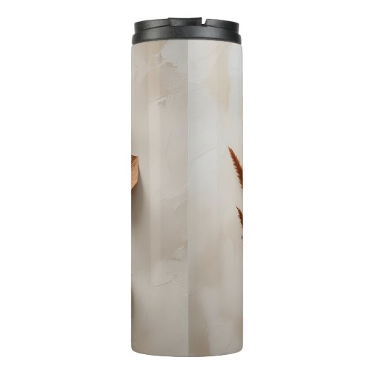 Boho Minimalistische Gedroogde Bloemen Kunstdruk Thermosbeker (Achterkant)