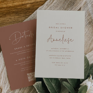 Boho Minimalistische Handgeschreven Bruiloftsshowe Kaart