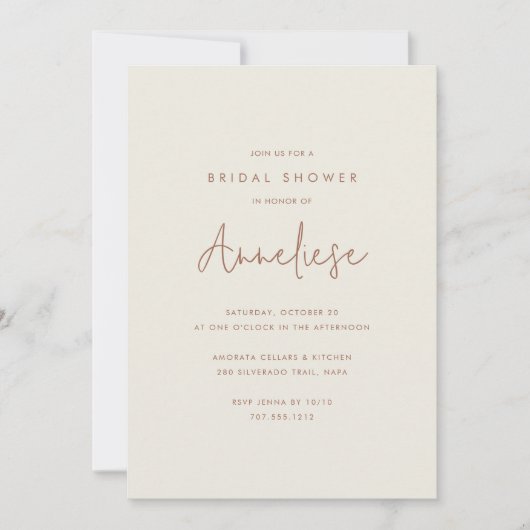 Boho Minimalistische Handgeschreven Bruiloftsshowe Kaart (Voorkant)