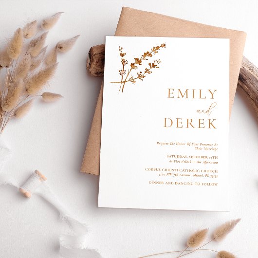 Boho Minimalistische Herfst Sinaasappel Bloemen Br Kaart