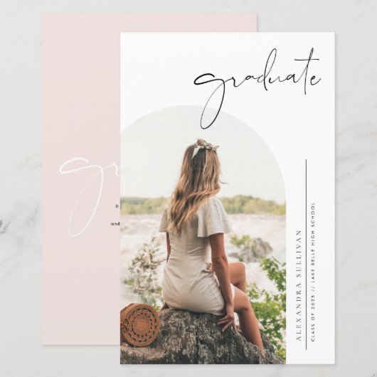 Boho minimalistische kalligrafie boog foto Afstude (Voorkant / Achterkant)