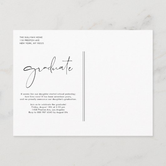 Boho Minimalistische Kalligrafie Boog Foto Afstude Aankondigingskaart (Achterkant)