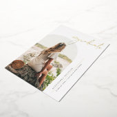 Boho minimalistische kalligrafie boog foto Afstude Folie Uitnodiging (Gedraaid)