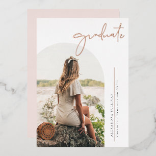 Boho minimalistische kalligrafie boog foto Afstude Folie Uitnodiging