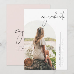 Boho Minimalistische Kalligrafie Boog Foto Afstude Kaart