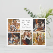 Boho minimalistische kerst 5 fotocollage feestdagenkaart (Staand voorkant)