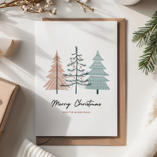 Boho Minimalistische Kerstboom Feestdagen Kaart