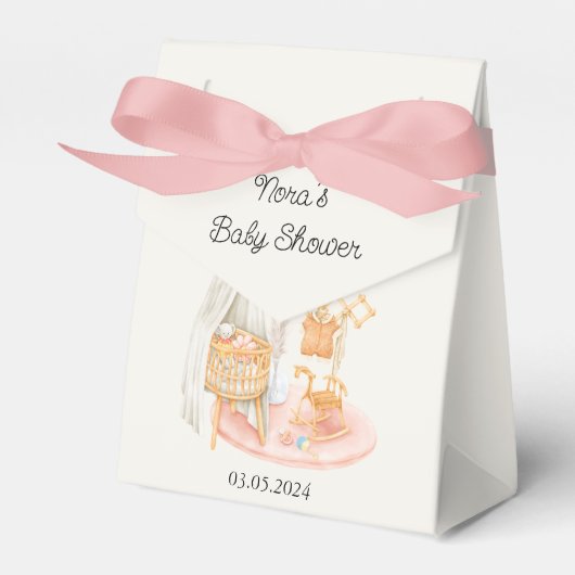 Boho minimalistische kinderkamer meisje Baby showe Bedankdoosjes (Voorkant Zijde)