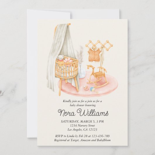 Boho minimalistische kinderkamer meisje Baby showe Kaart (Voorkant)