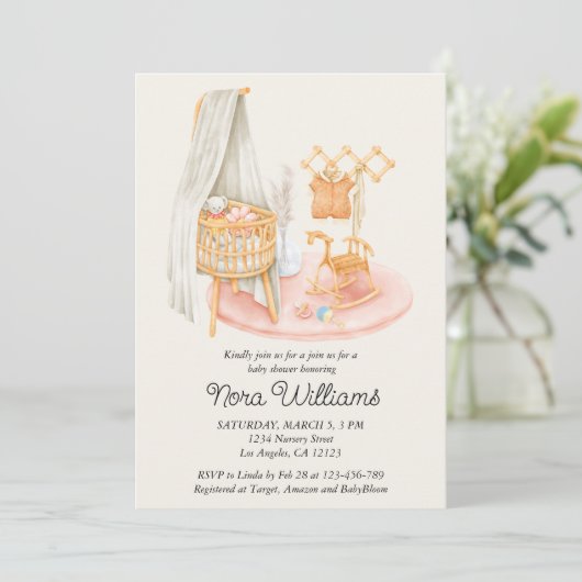 Boho minimalistische kinderkamer meisje Baby showe Kaart (Staand voorkant)