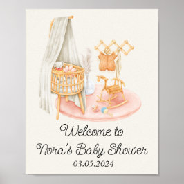 Boho minimalistische kinderkamer meisje Baby showe Poster