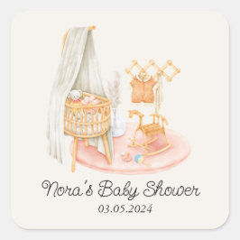 Boho minimalistische kinderkamer meisje Baby showe Vierkante Sticker