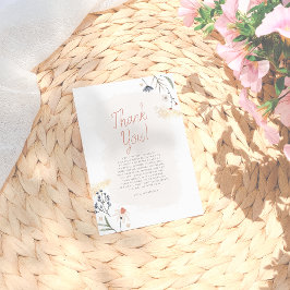 Boho Minimalistische Kwaststreek Bloemrijke Bruids Bedankkaart