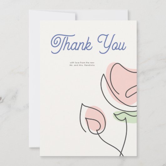 Boho minimalistische lente bloemenbruiloft bedankkaart (Voorkant)