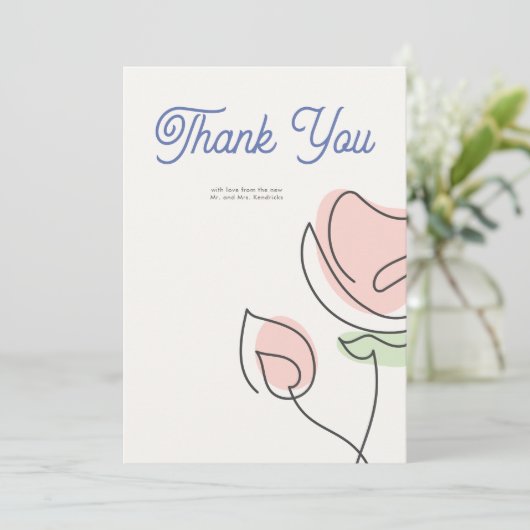 Boho minimalistische lente bloemenbruiloft bedankkaart (Staand voorkant)