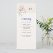 Boho minimalistische lente bloemenbruiloft programmakaart (Staand voorkant)