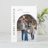 Boho Minimalistische Moderne Foto Kerstfamilie Feestdagenkaart (Staand voorkant)