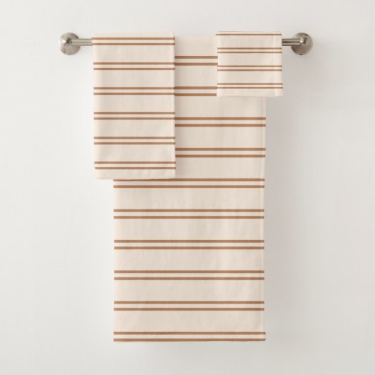 Boho Minimalistische Moderne Neutrale Strepen Beig Bad Handdoek (Insitu)