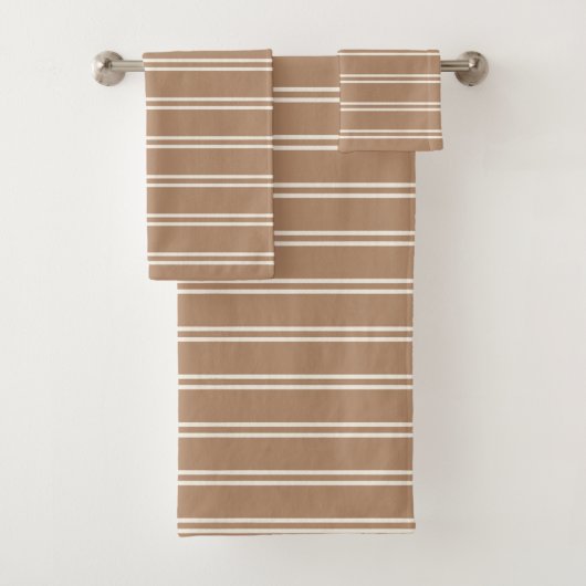 Boho Minimalistische Moderne Neutrale Strepen Lich Bad Handdoek (Insitu)