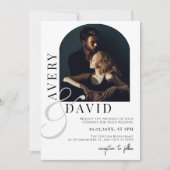 Boho minimalistische moderne trouwfoto gebogen kaart (Voorkant)