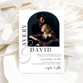 Boho minimalistische moderne trouwfoto gebogen kaart