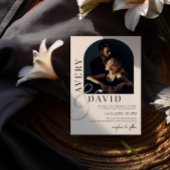 Boho minimalistische moderne trouwfoto gebogen kaart