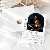 Boho minimalistische moderne trouwfoto gebogen kaart