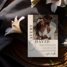 Boho minimalistische moderne trouwfoto gebogen kaart