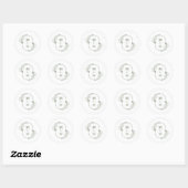 Boho Minimalistische Monogram Olijfgroene Trouw Ronde Sticker (Vel)
