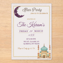 Boho Minimalistische Moskee Ramadan Iftar Feest Acryl Uitnodigingen
