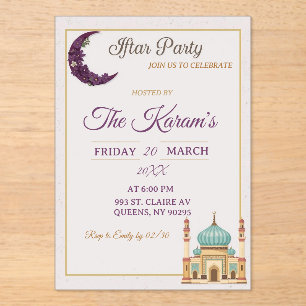 Boho Minimalistische Moskee Ramadan Iftar Feest Acryl Uitnodigingen