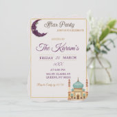 Boho Minimalistische Moskee Ramadan Iftar Feest Kaart (Staand voorkant)