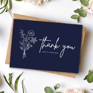 Boho Minimalistische Navy Blauwe Trouw Trouwkaart  Briefkaart