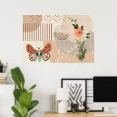 Boho Minimalistische Neutrale Kleuren Poster (Thuiskantoor)
