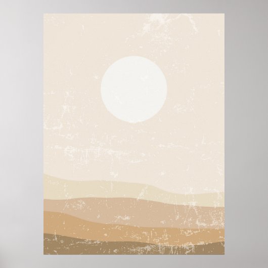 Boho Minimalistische Neutrale Sunset Wall Art Poster (Voorkant)