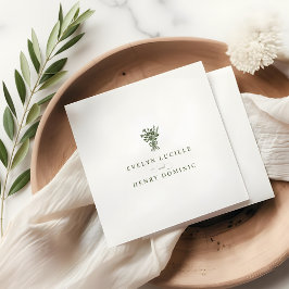 Boho Minimalistische Olijfgroene Trouwfeest Servet