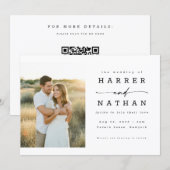 Boho Minimalistische QR-code Foto Bruiloft Kaart (Voorkant / Achterkant)
