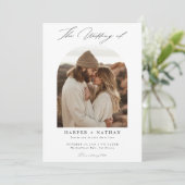 Boho Minimalistische QR Code Fotobruiloft Kaart (Staand voorkant)