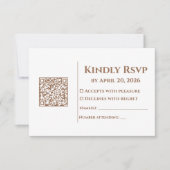 Boho Minimalistische QR-code Trouwen RSVP Kaartje (Voorkant)