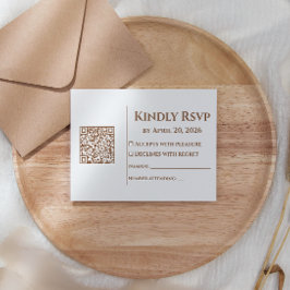 Boho Minimalistische QR-code Trouwen RSVP Kaartje