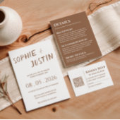 Boho Minimalistische QR-code Trouwen RSVP Kaartje