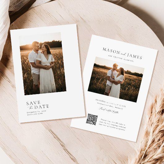 Boho Minimalistische QR-codefoto Save The Date